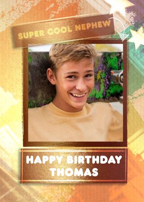 Super Cool Nephew Frame Photo Upload Birthday Card