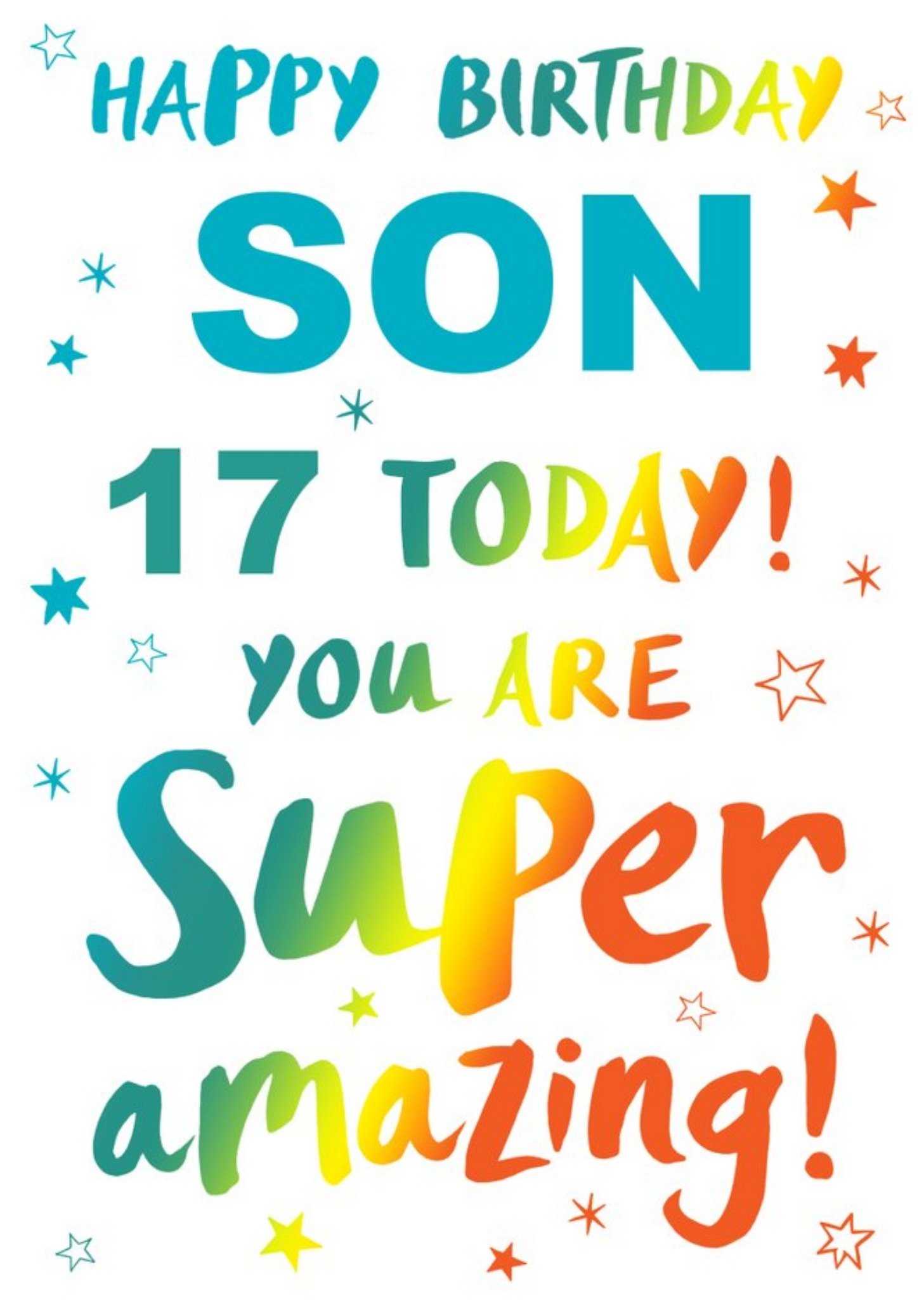 Moonpig Happy Birthday Son 17 Today You Are Super Amazing Card, Large