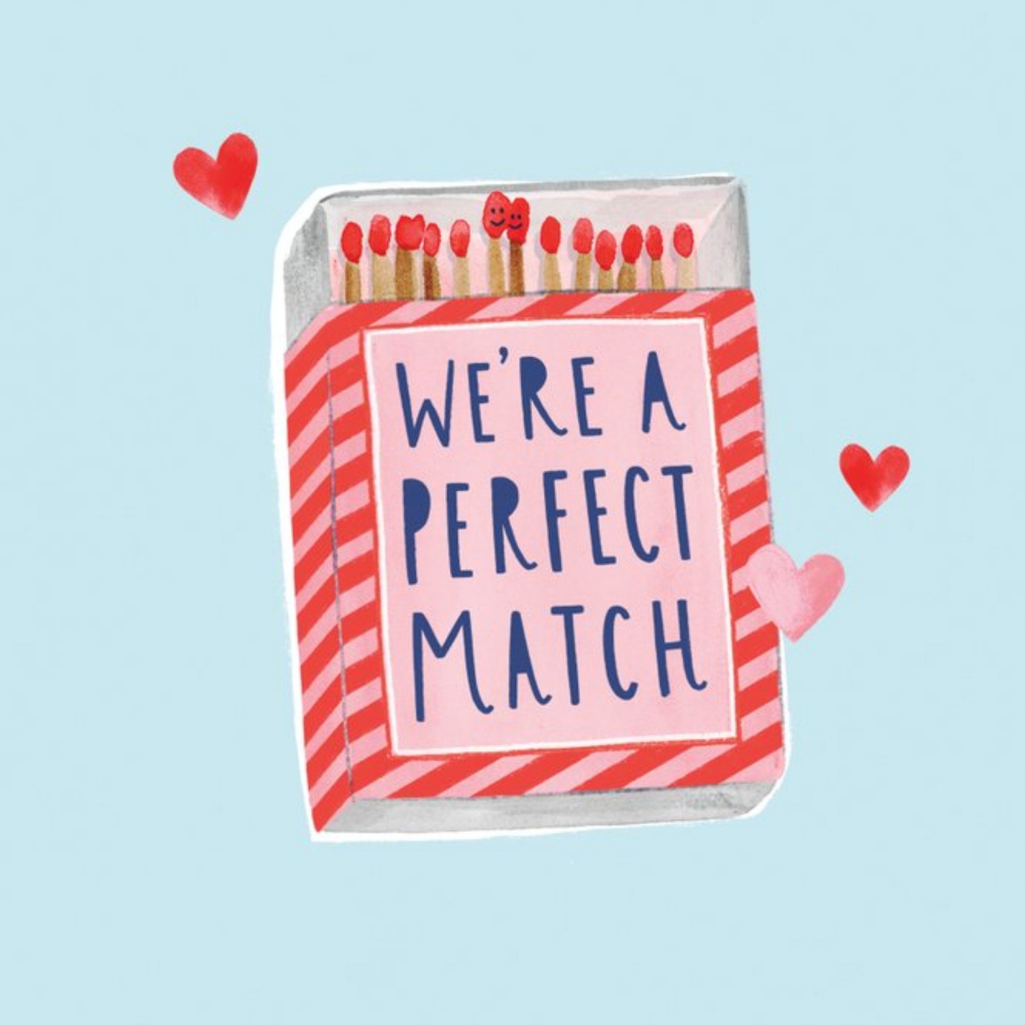 Moonpig Modern Illustrated Kawaii Perfect Match Valentine's Day Card, Square