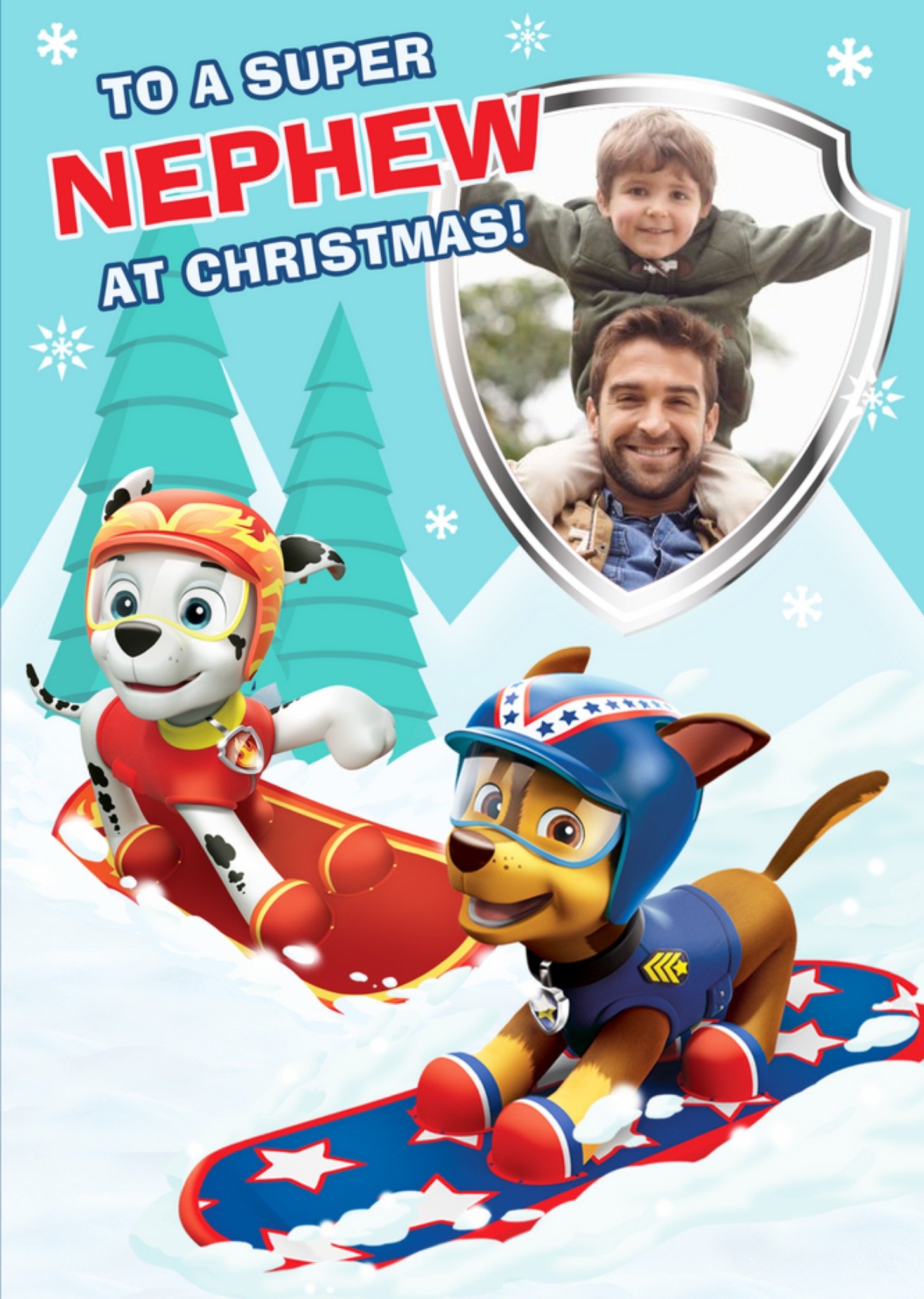 Paw Patrol Nephew At Christmas Photo Upload Card