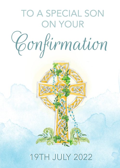 Gold cross Confirmation Special Son Card