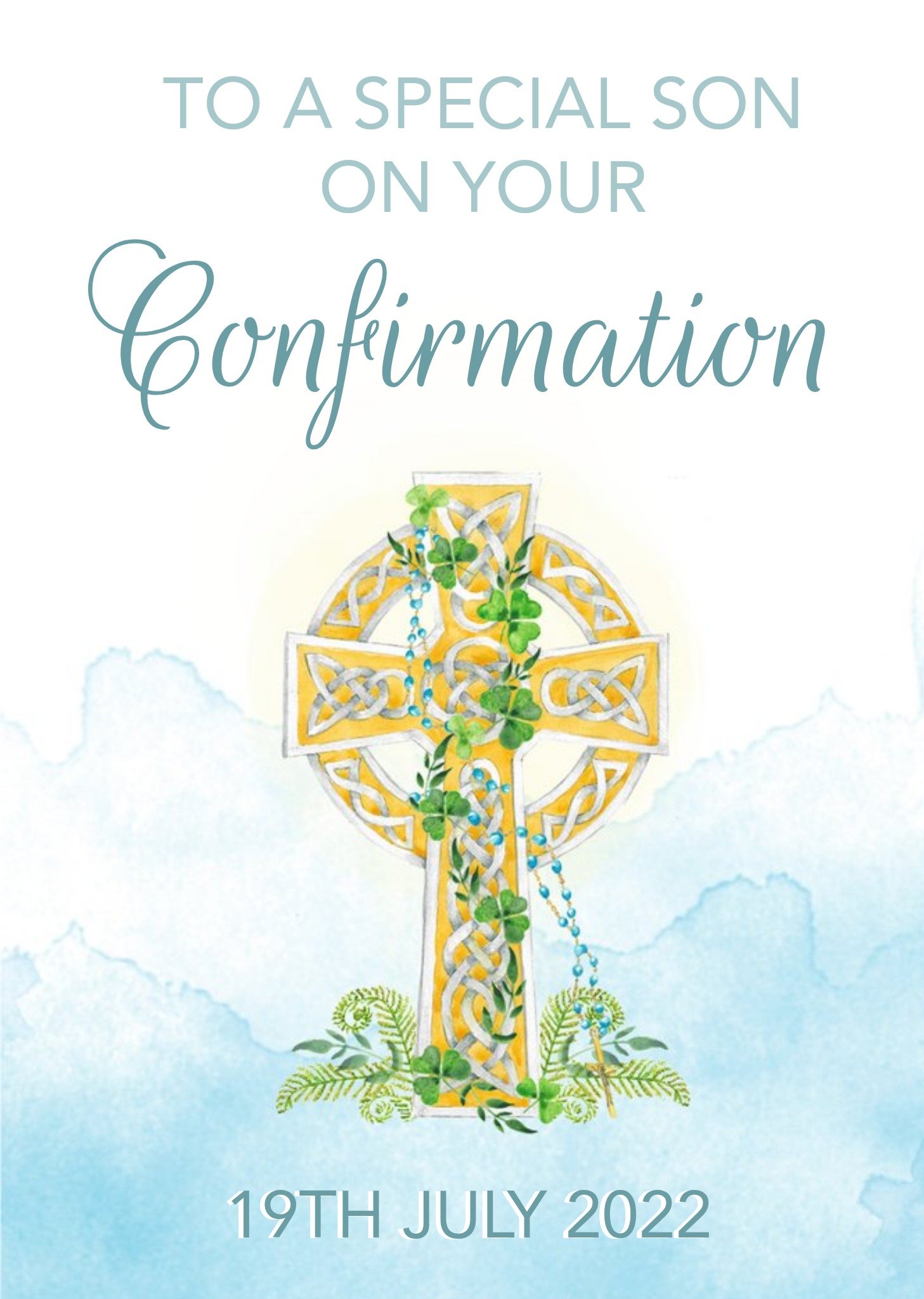 Moonpig Gold Cross Confirmation Special Son Card, Large
