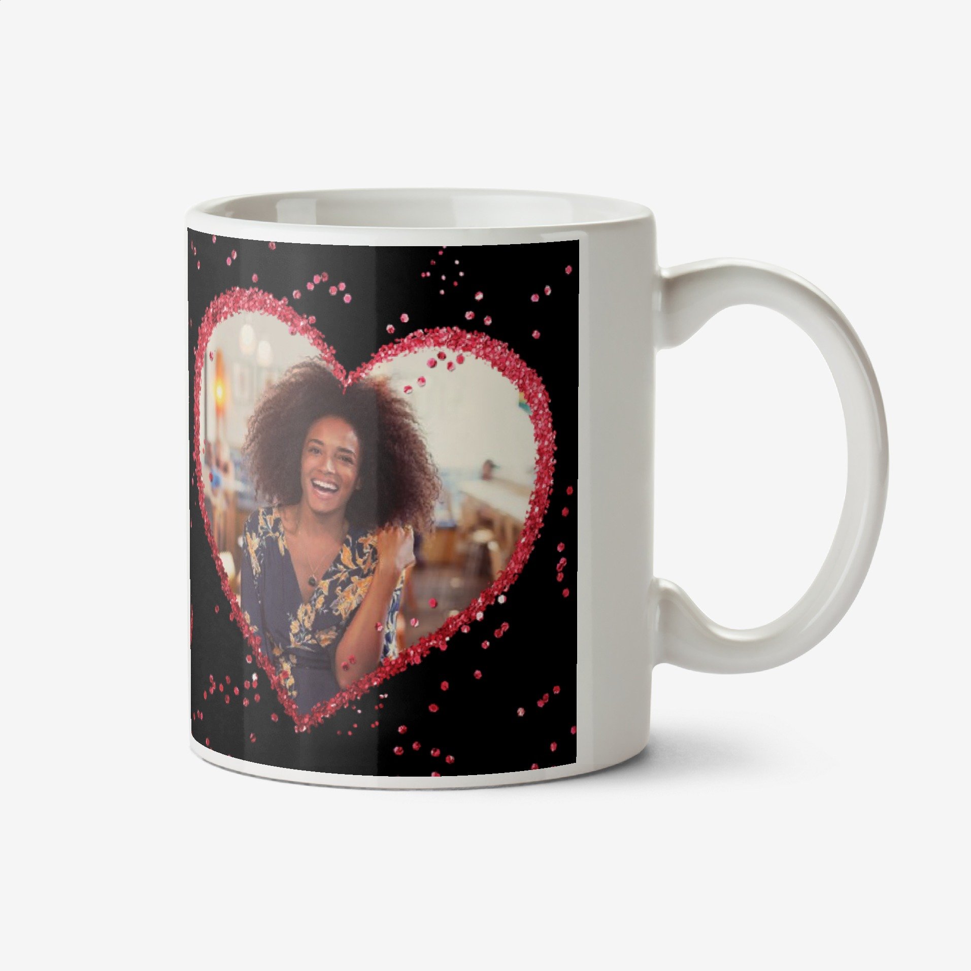 Glitter Party Photo Upload Love Heart Frame Valentine's Day Mug For My Wife Ceramic Mug