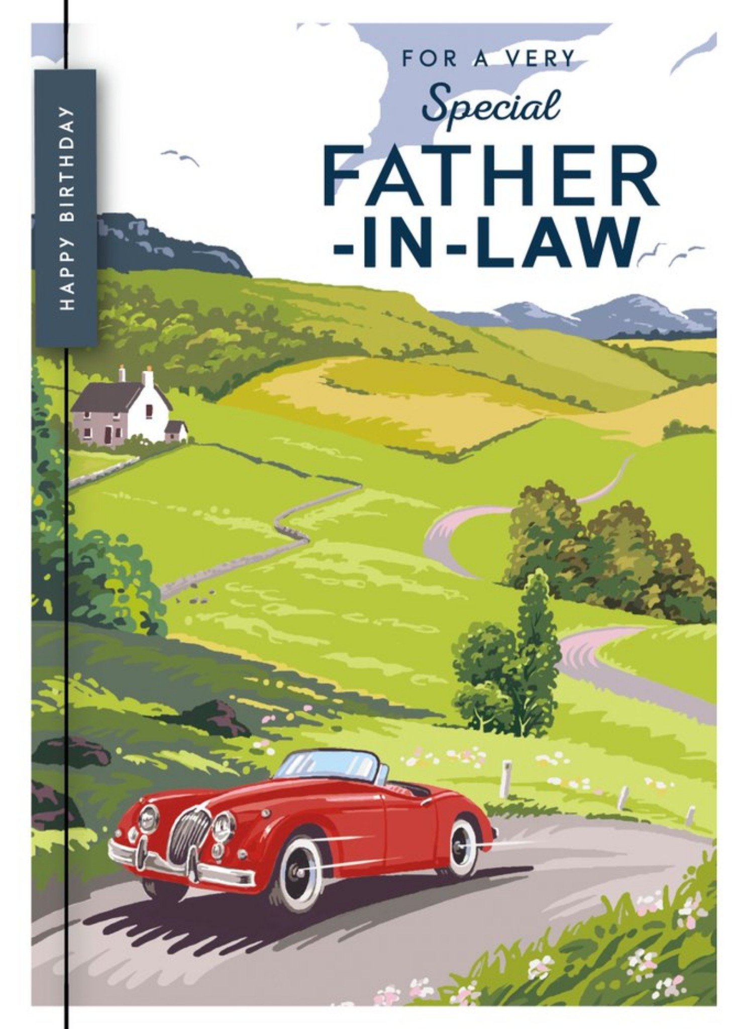 Moonpig Uk Greetings Carlton Cards Sports Car Birthday Father In Law Travel Card, Large