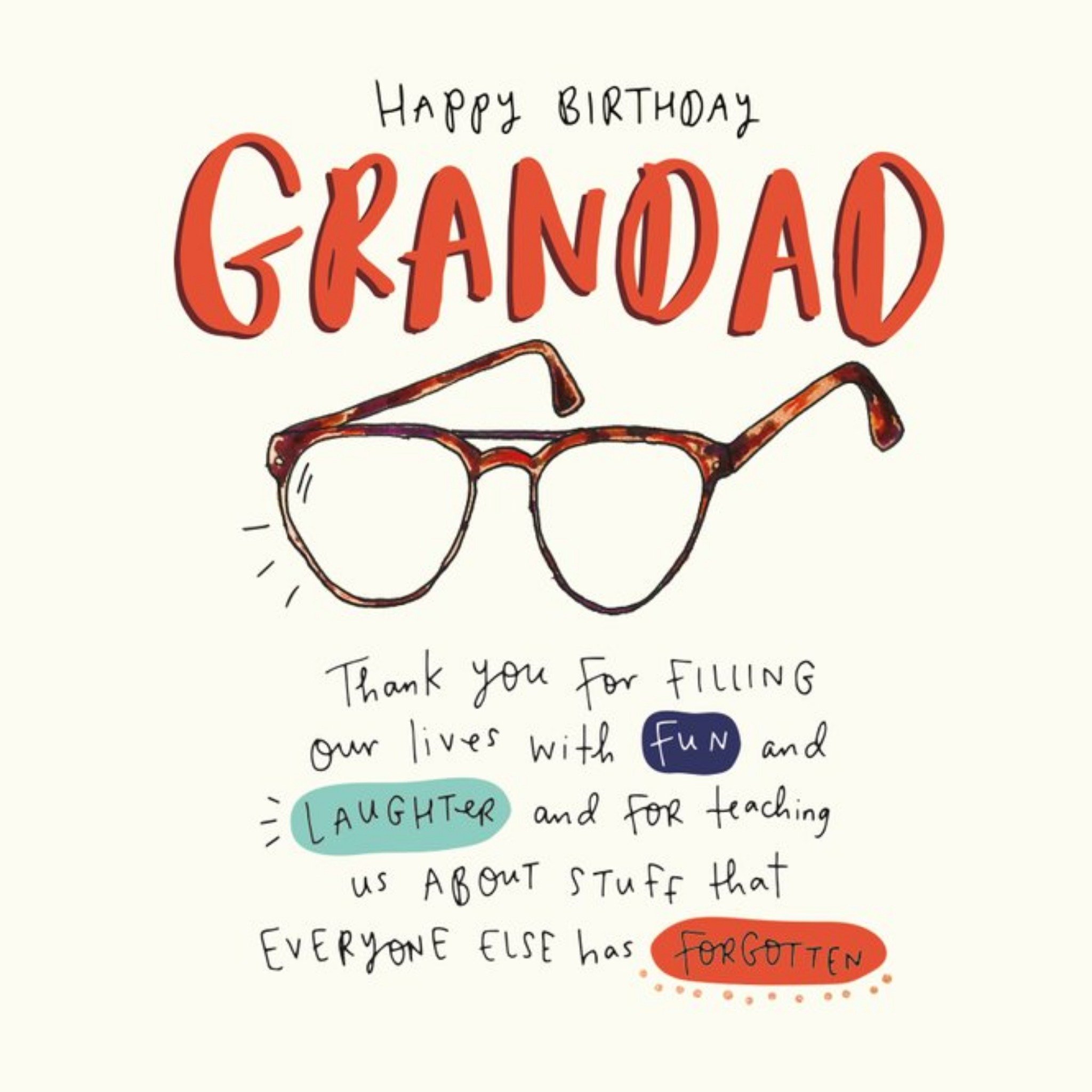 Moonpig Happy Birthday Grandad Specs Card, Square