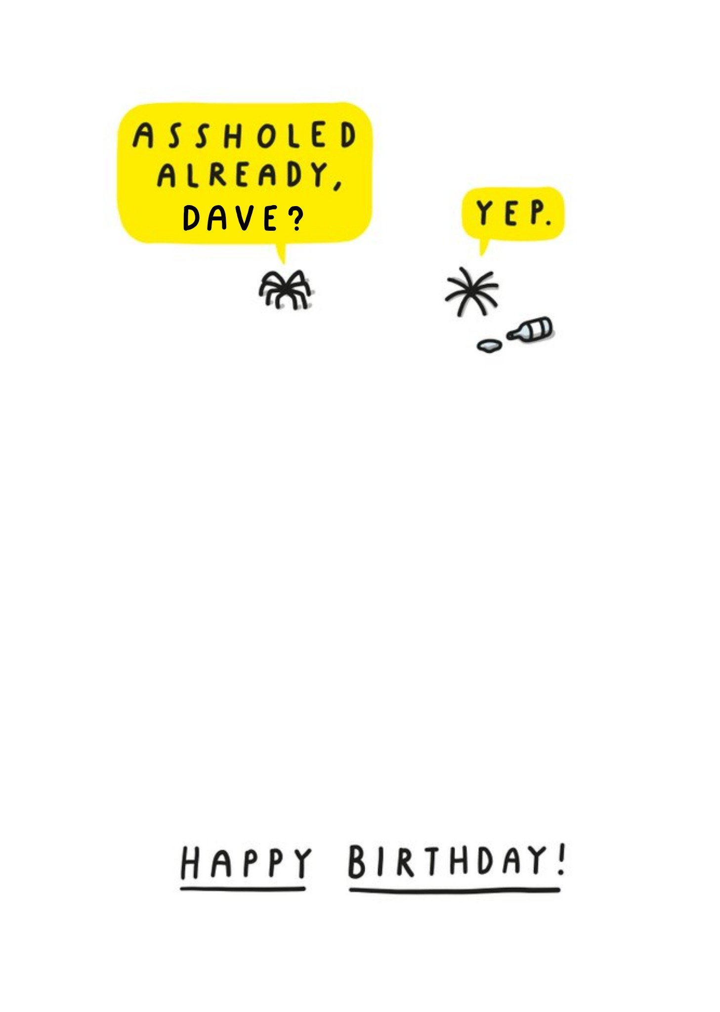 Moonpig Funny Spider Assholed Already Drinking Birthday Card, Large