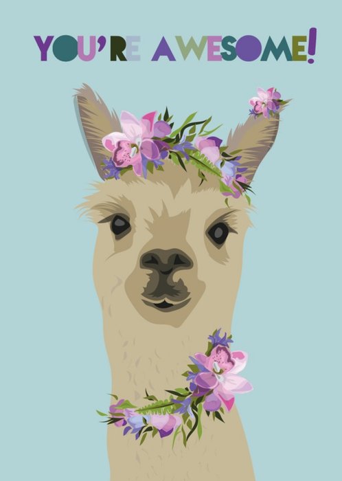 Illustrated Llama You're Awesome Card
