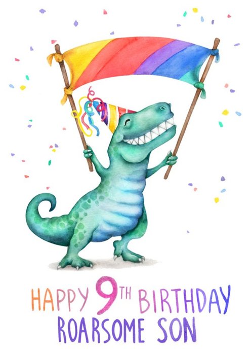 Cute Dinosaur Roarsome 9th Birthday Card