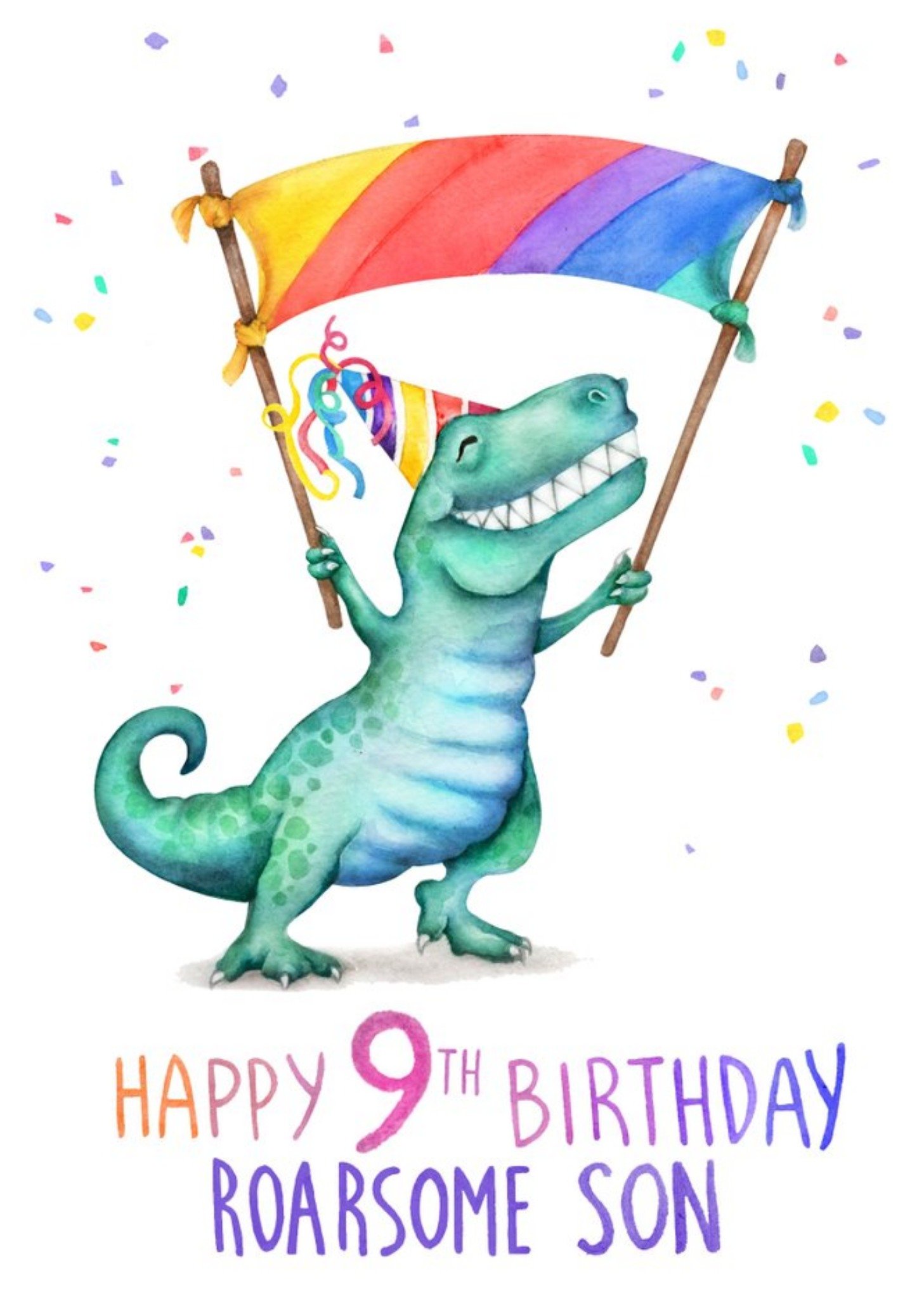 Cute Dinosaur Roarsome 9th Birthday Card Ecard