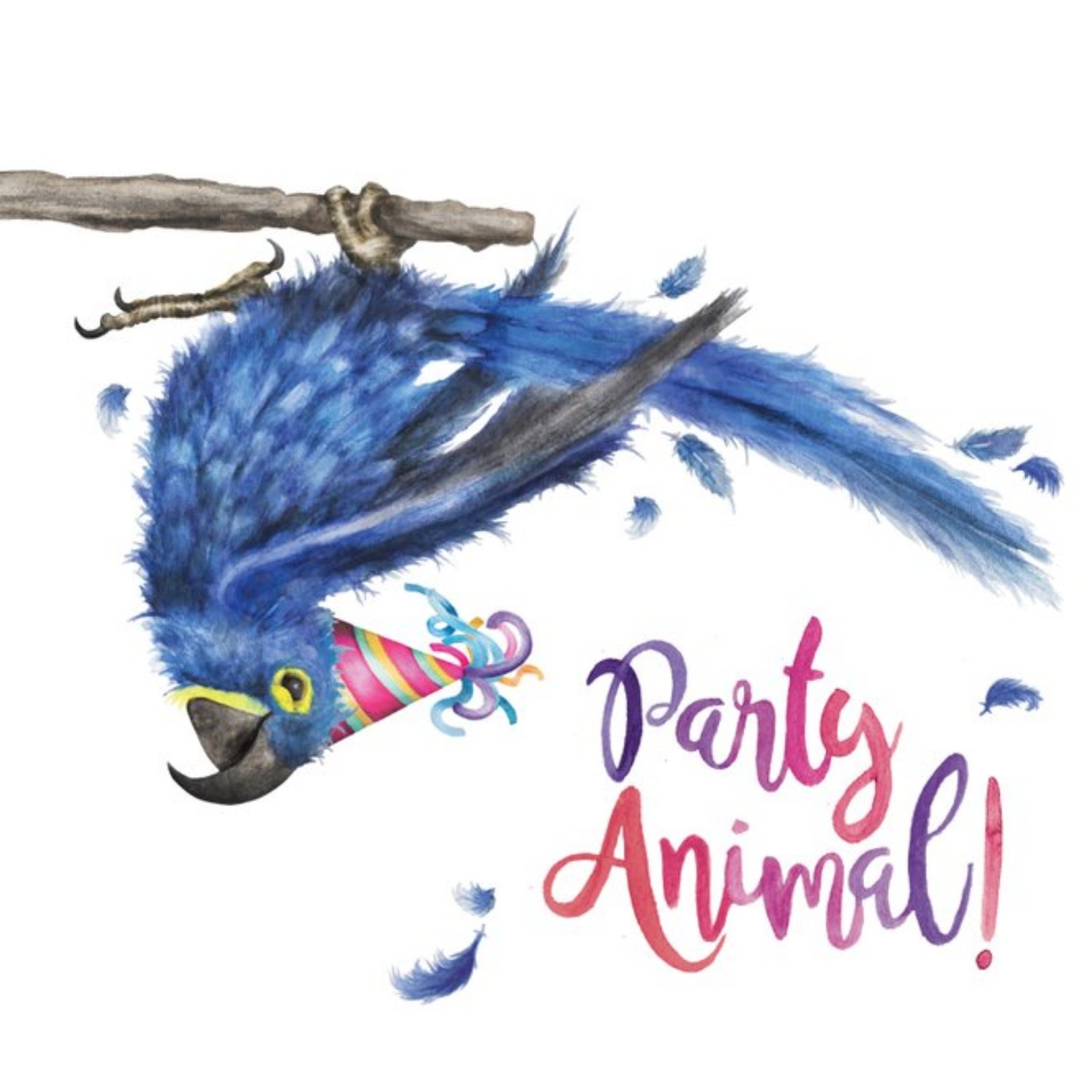 Moonpig Party Animal Pun Bird Card, Square