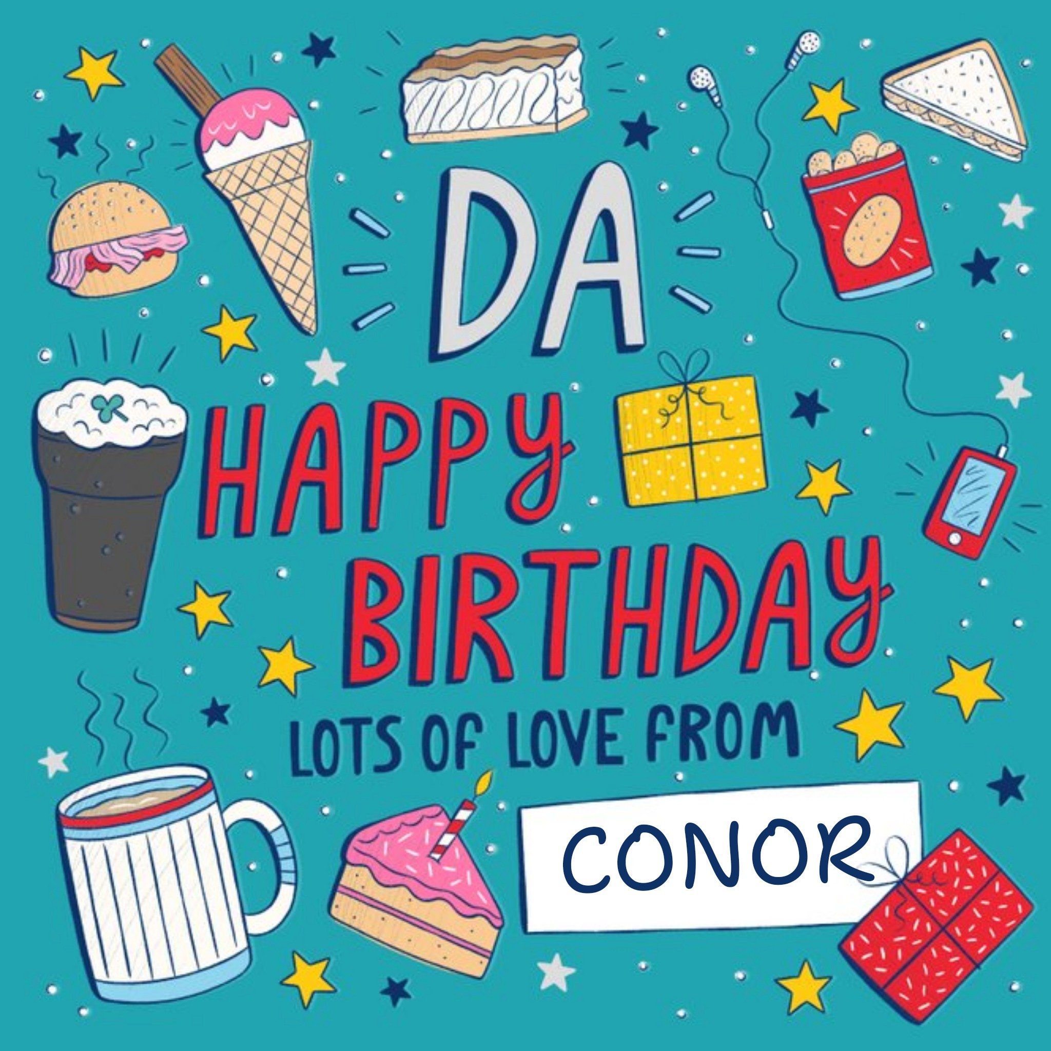 Moonpig Damien Barlow Illustration Irish Dad Birthday Card, Square