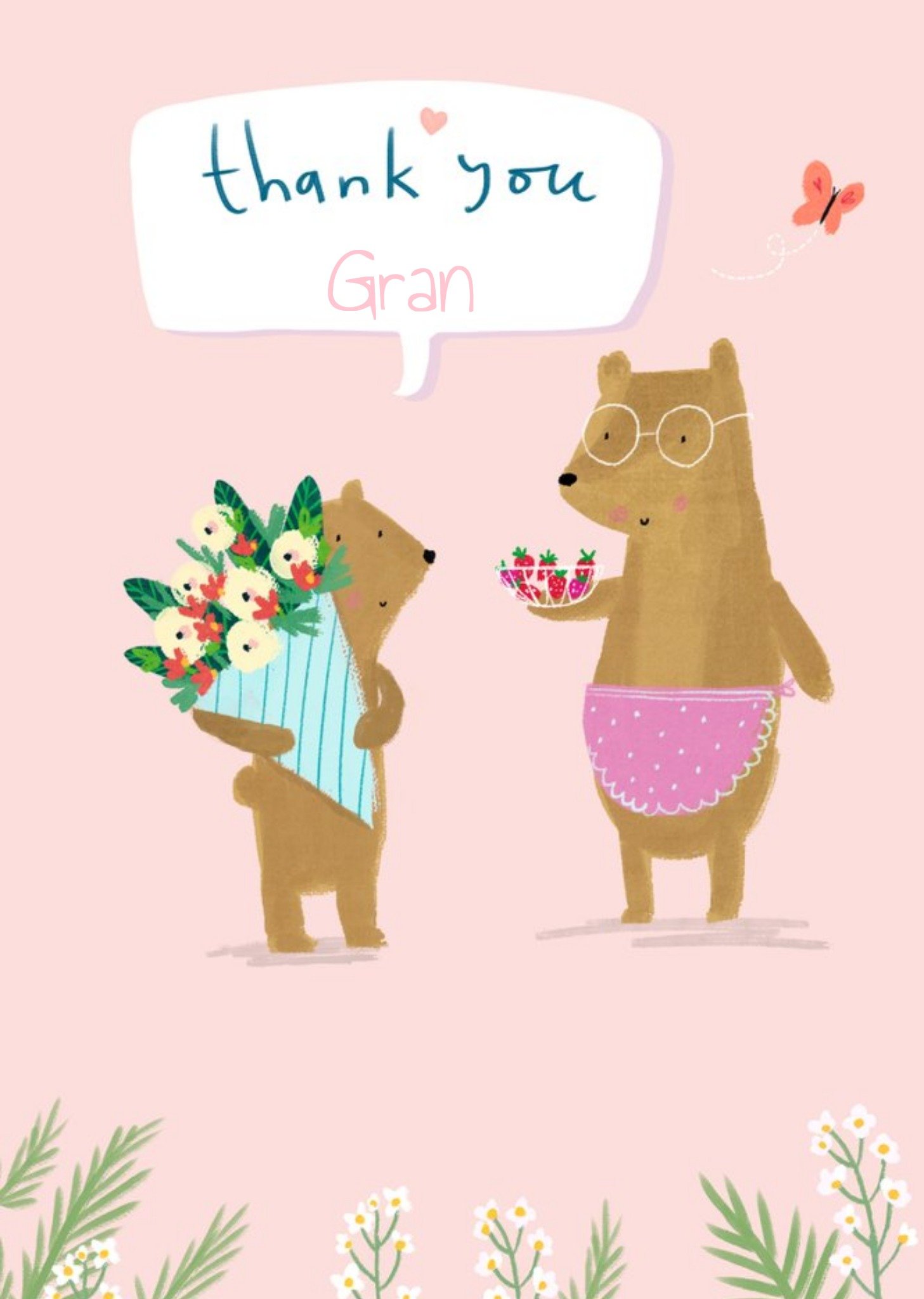 Colette Barker Granny Plant Bear Thank You Card Ecard