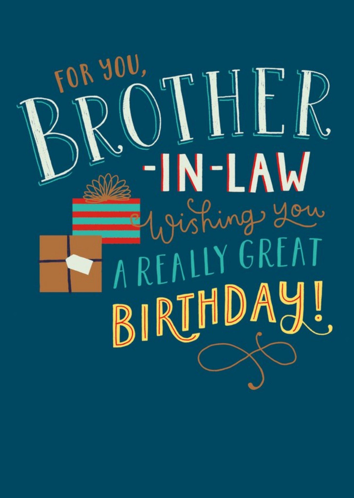 Moonpig Blue Typographic Brother-In-Law Birthday Card, Large