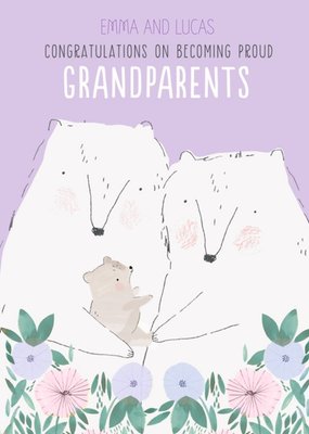 Cute Illustrative Grandparents New Baby Card