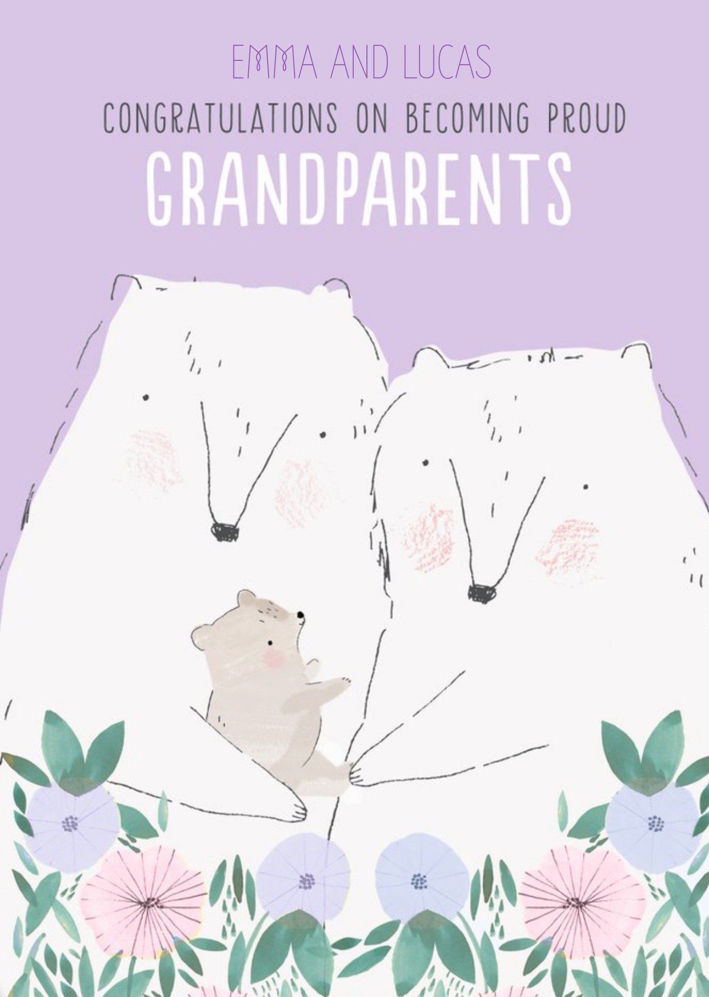 Moonpig Cute Illustrative Grandparents New Baby Card Ecard