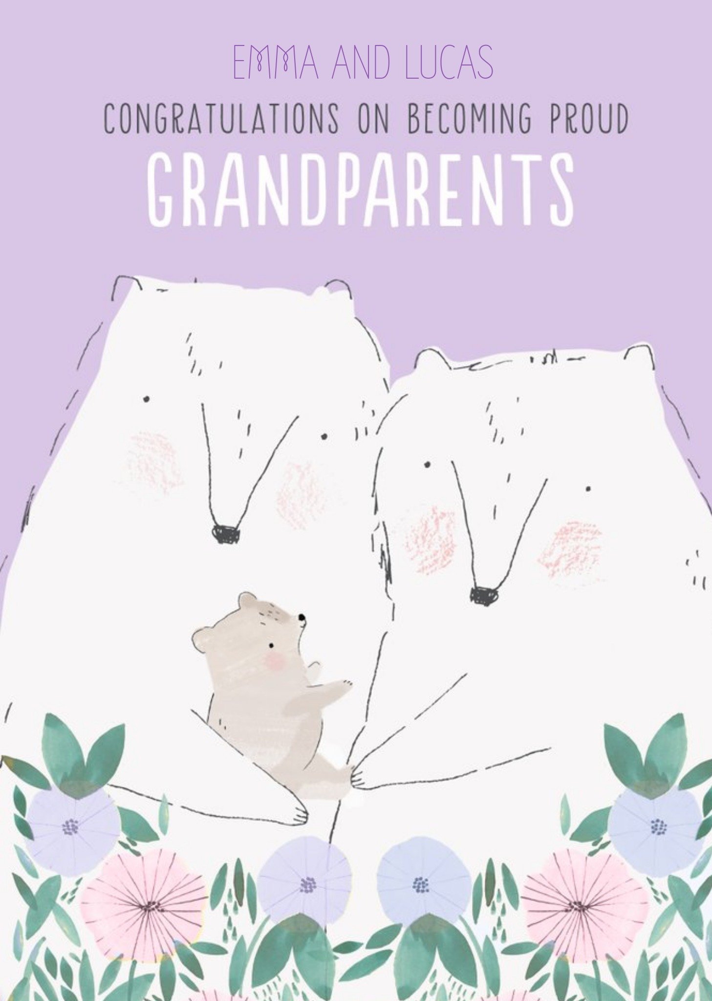 Cute Illustrative Grandparents New Baby Card Ecard