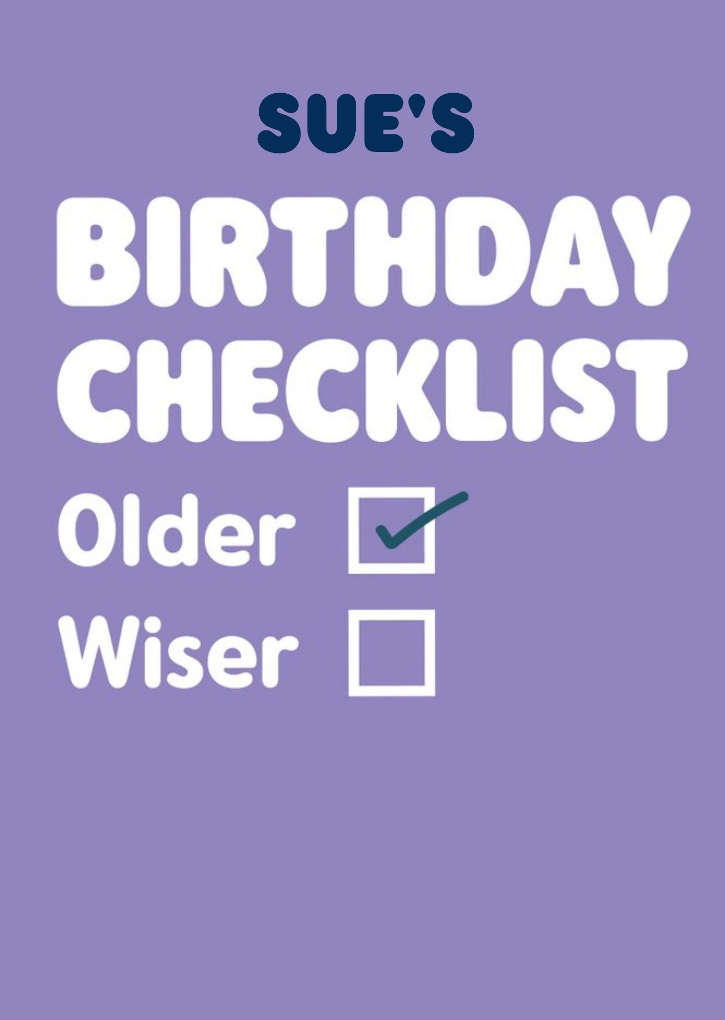 Typographical Funny Birthday Check List Card Ecard