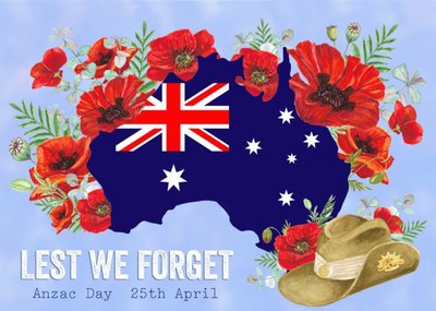 Studio Sundae Ivy Cottage Illustrated Anzac Day Poppies Remembering Card