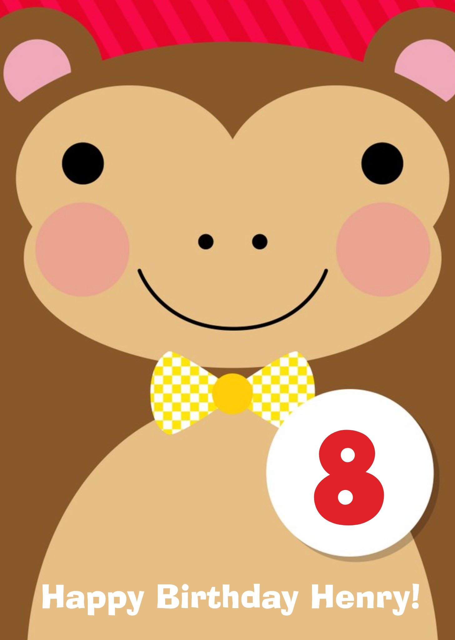Moonpig Cheerful Monkey Kids Birthday Card, Large