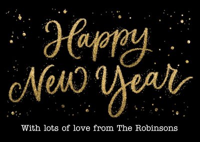 Metallic Gold Lettering Happy New Year Card
