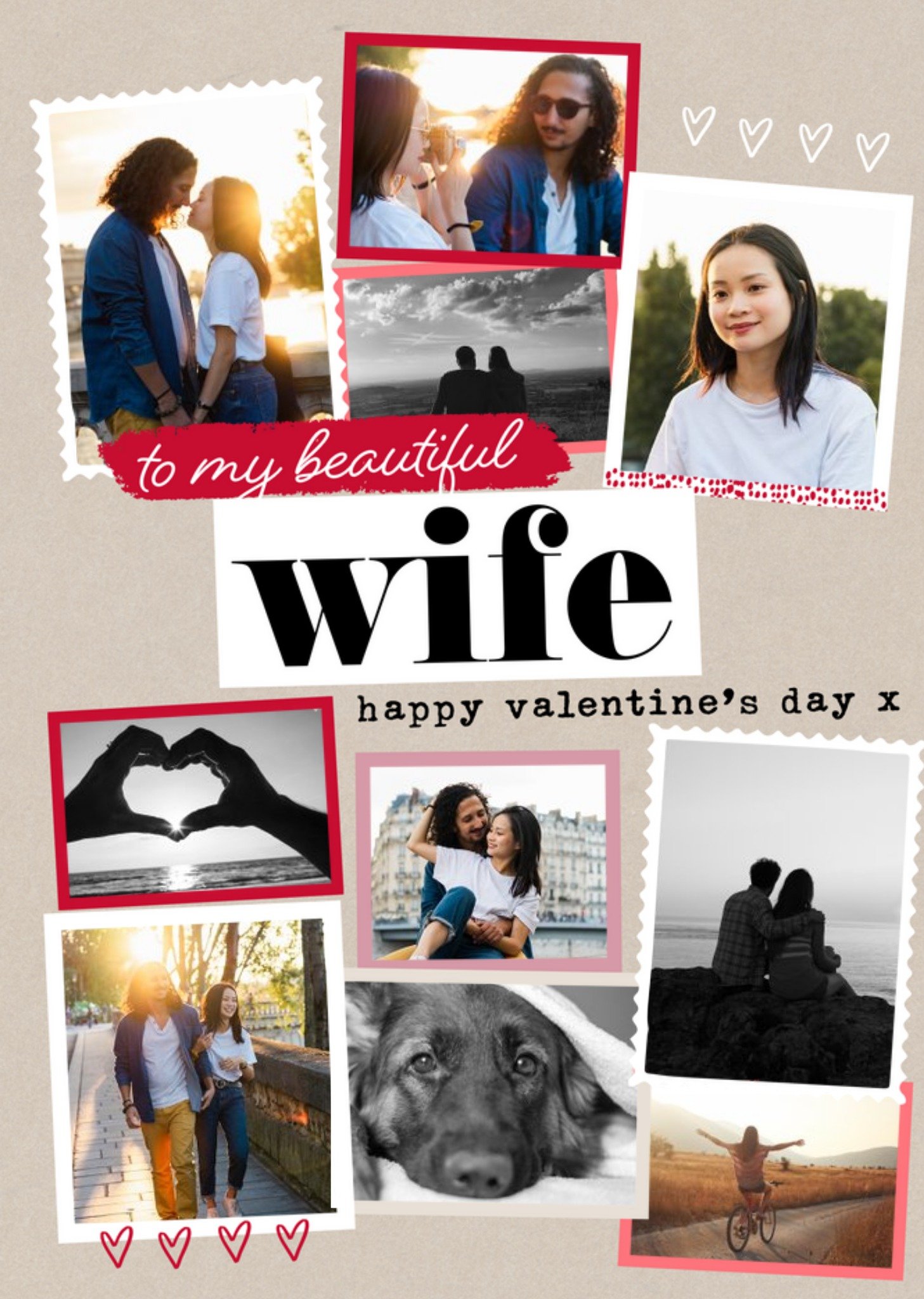 Modern Photo Upload Collage Happy Valntines Day To My Beautiful Wife Card Ecard