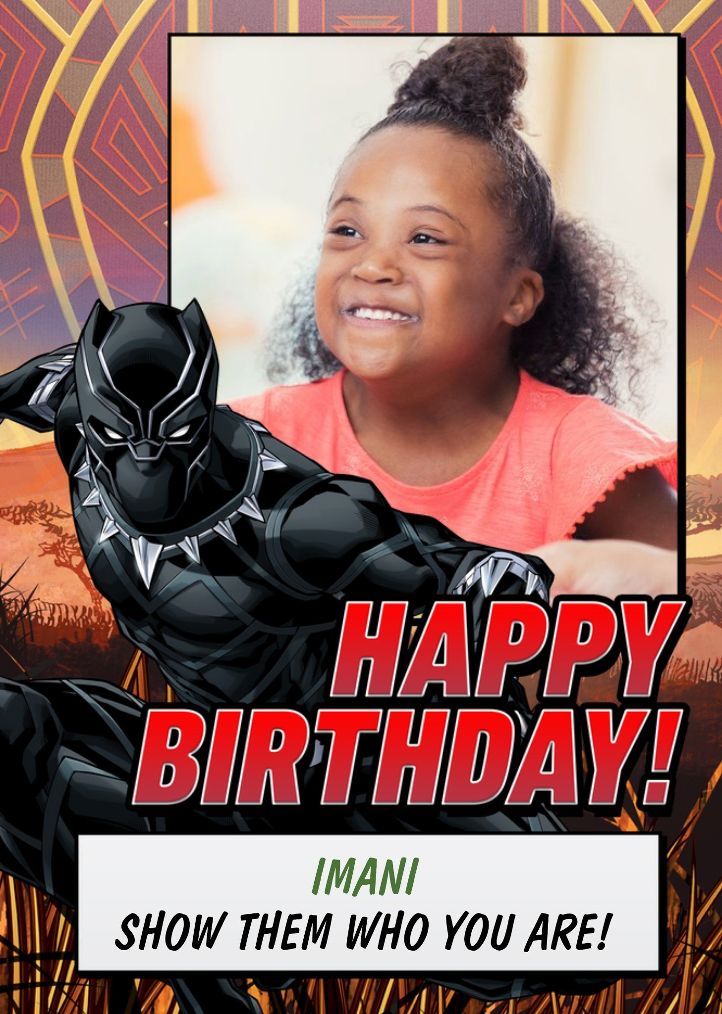 Marvel Avengers Black Panther Comic Book Photo Upload Birthday Card, Large
