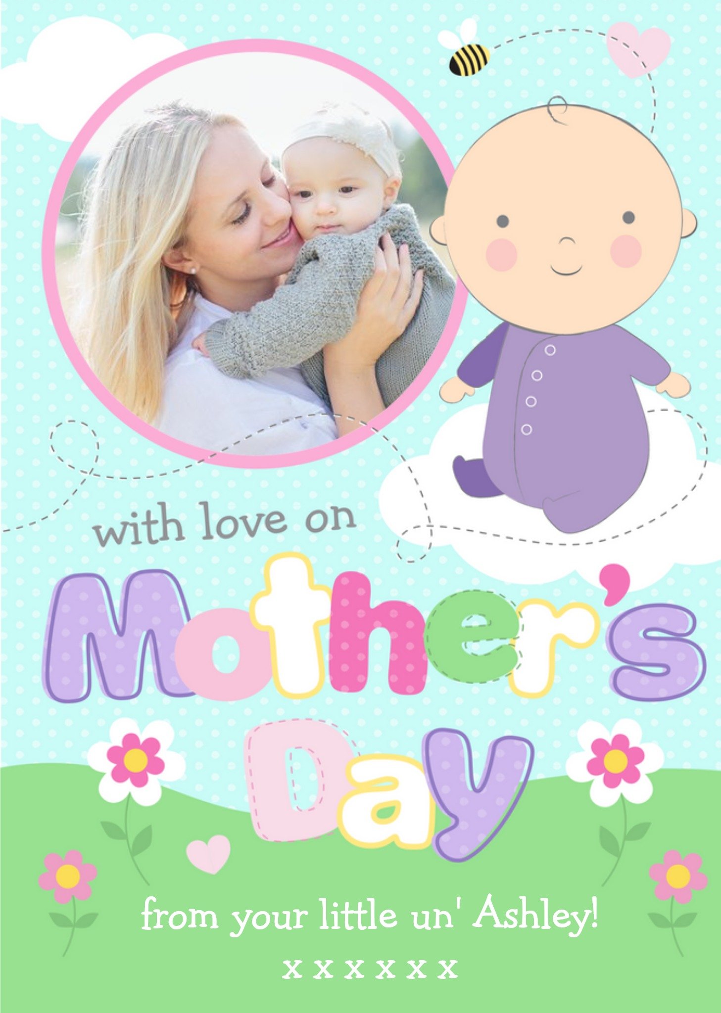 Bright Pastel Letters Personalised And Photo Mothers Day Card