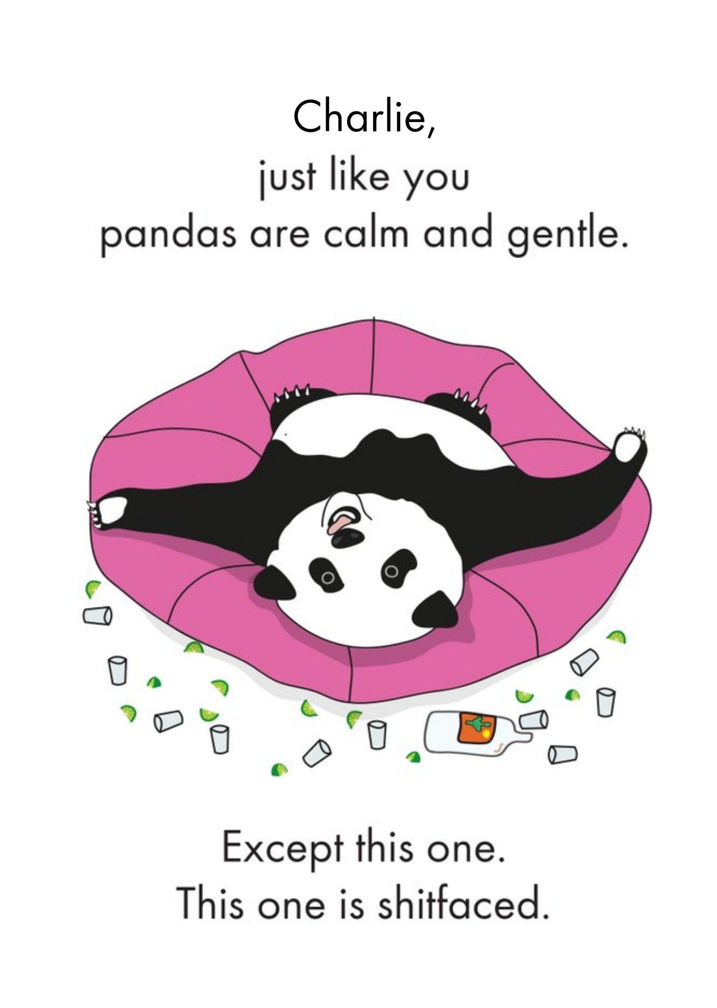 Objectables Drunk Panda Funny Birthday Card Ecard