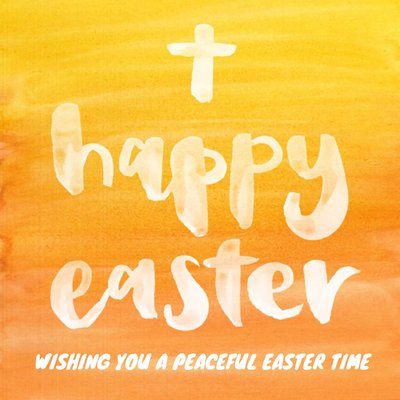Washed Yellow With Cross Personalised Happy Easter Card