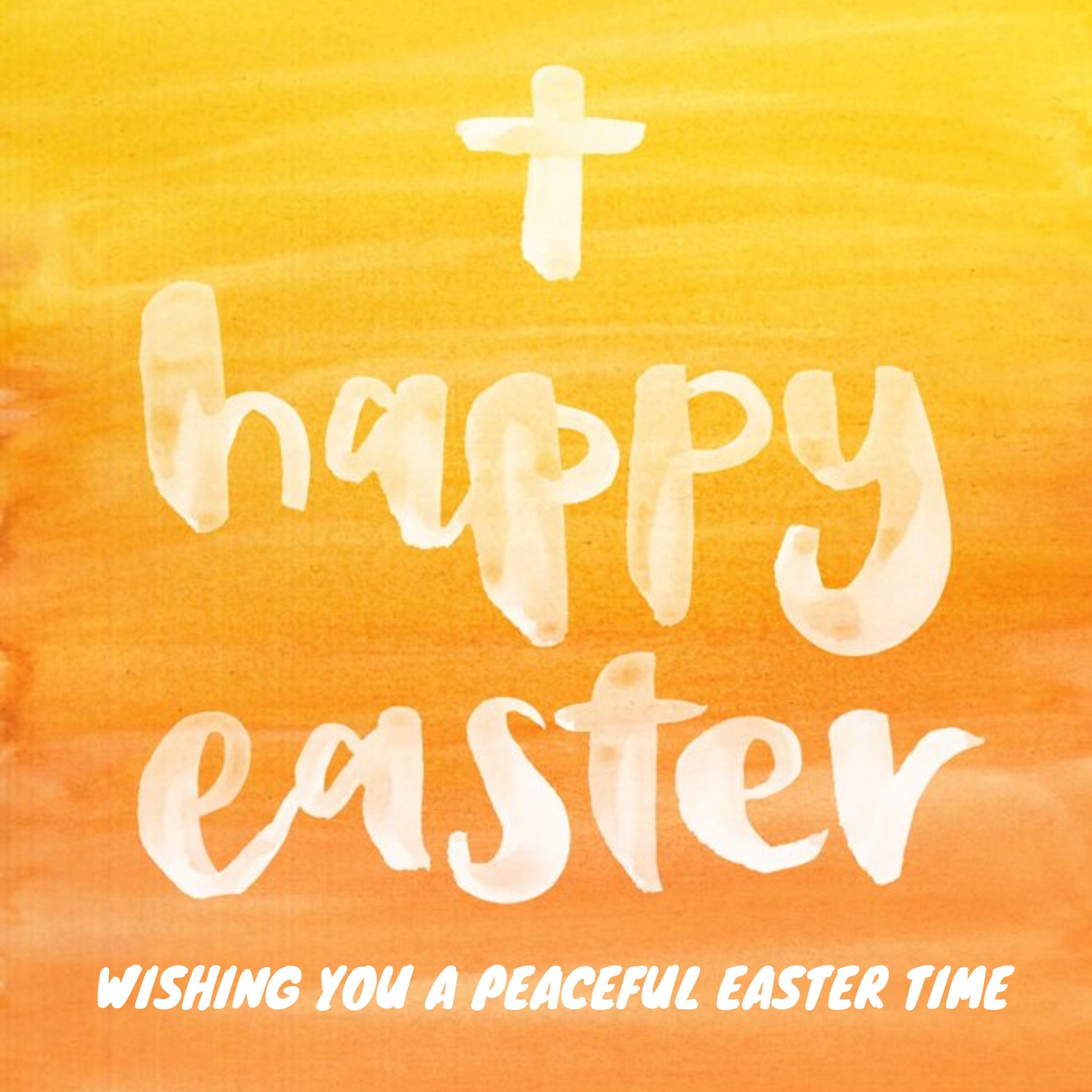 Washed Yellow With Cross Personalised Happy Easter Card, Square