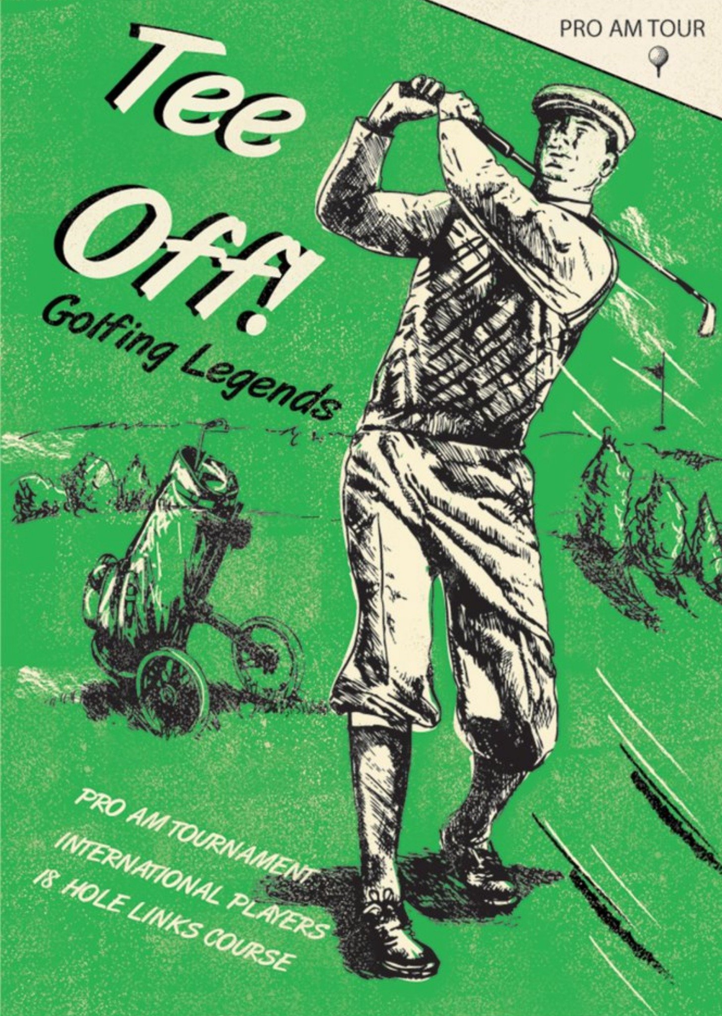 Moonpig Tee Golfing Legends Card, Large