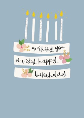 The Lyons Den Illustration Floral Cake Food Birthday Card