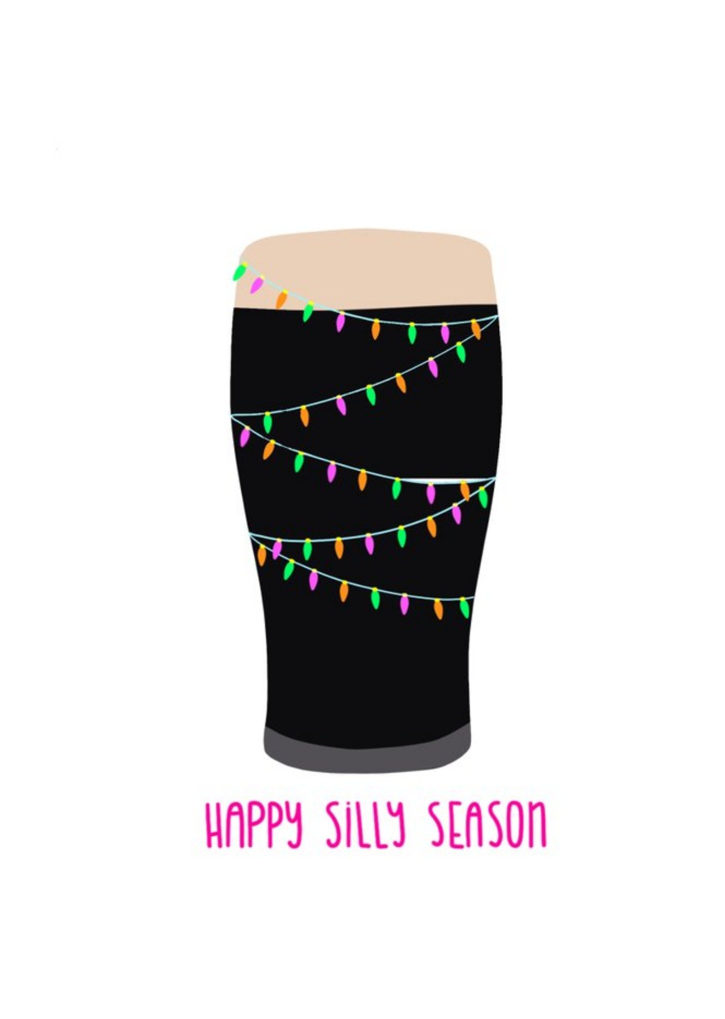 Illustrated Beer Lights Silly Season Christmas Card Ecard