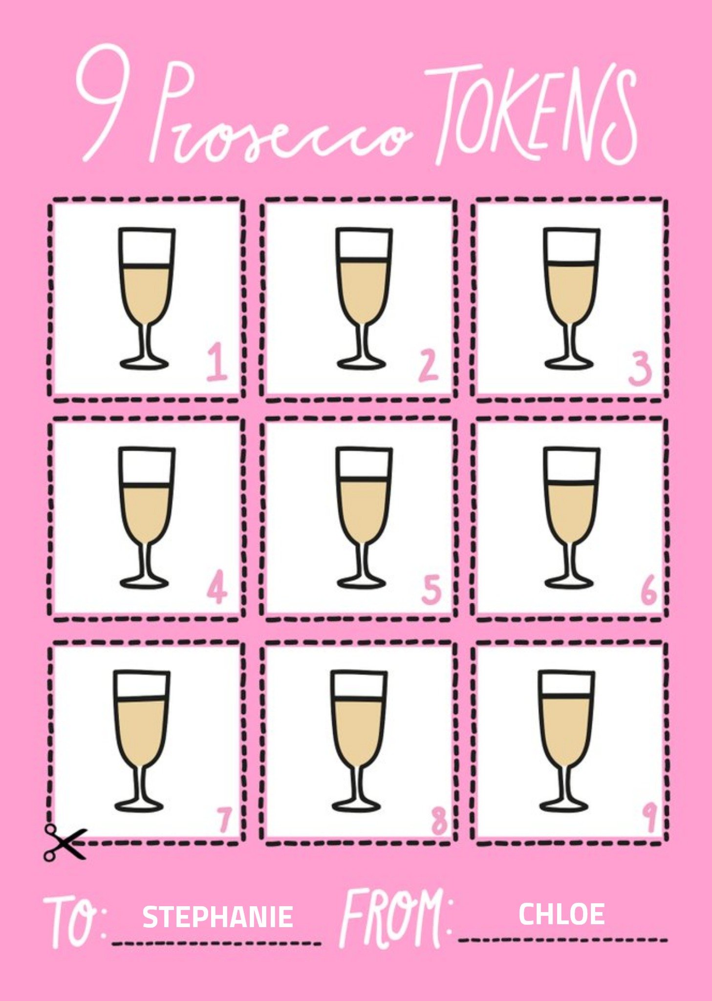 Moonpig Shake It Up Personalised Prosecco Tokens Card, Large