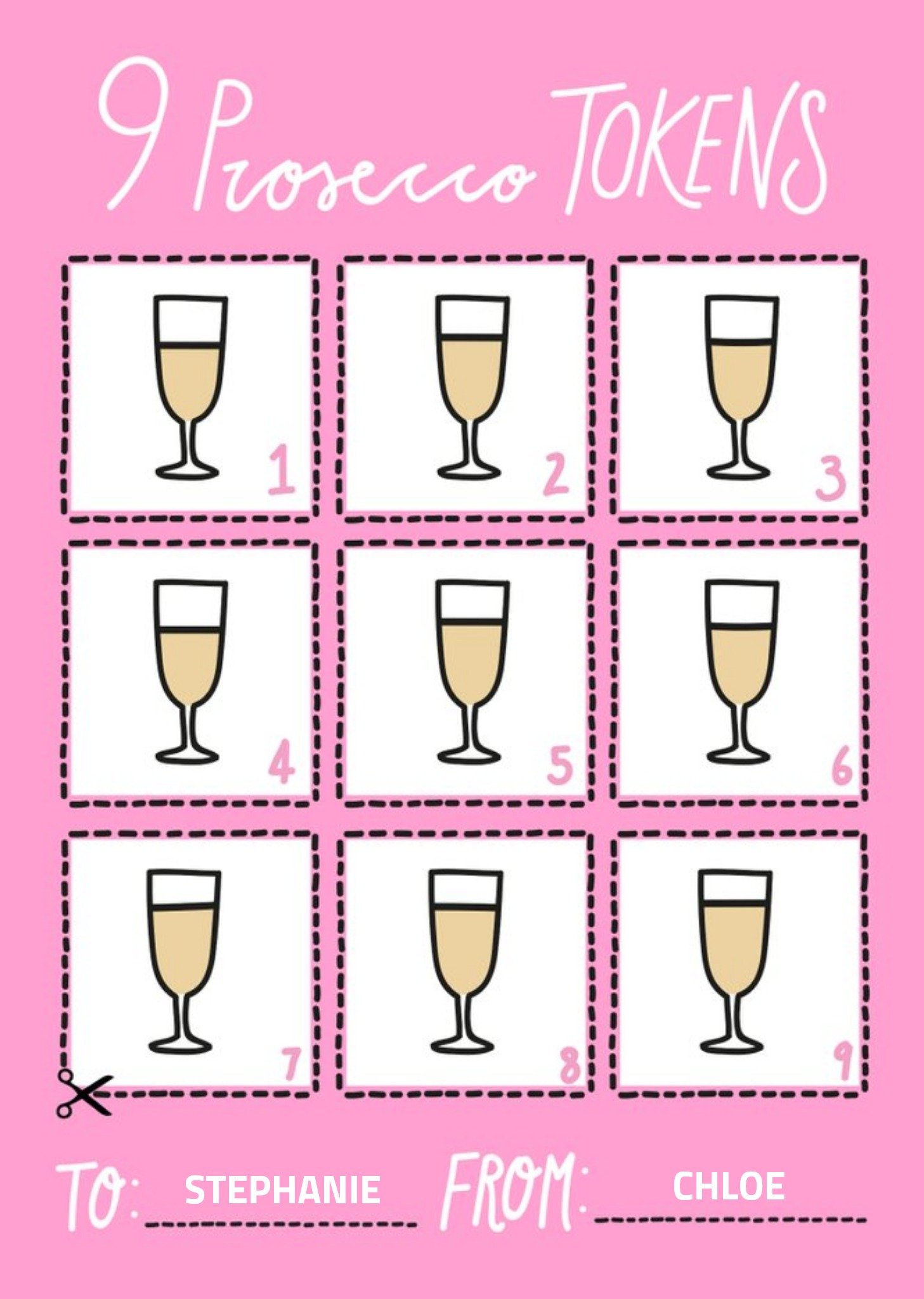 Shake It Up Personalised Prosecco Tokens Card Ecard