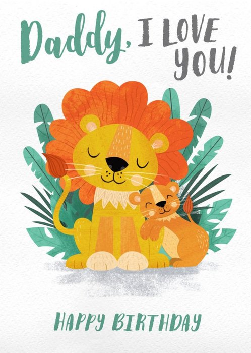 Cute Illustration Of A Lion And A Cub Daddy's Birthday Card