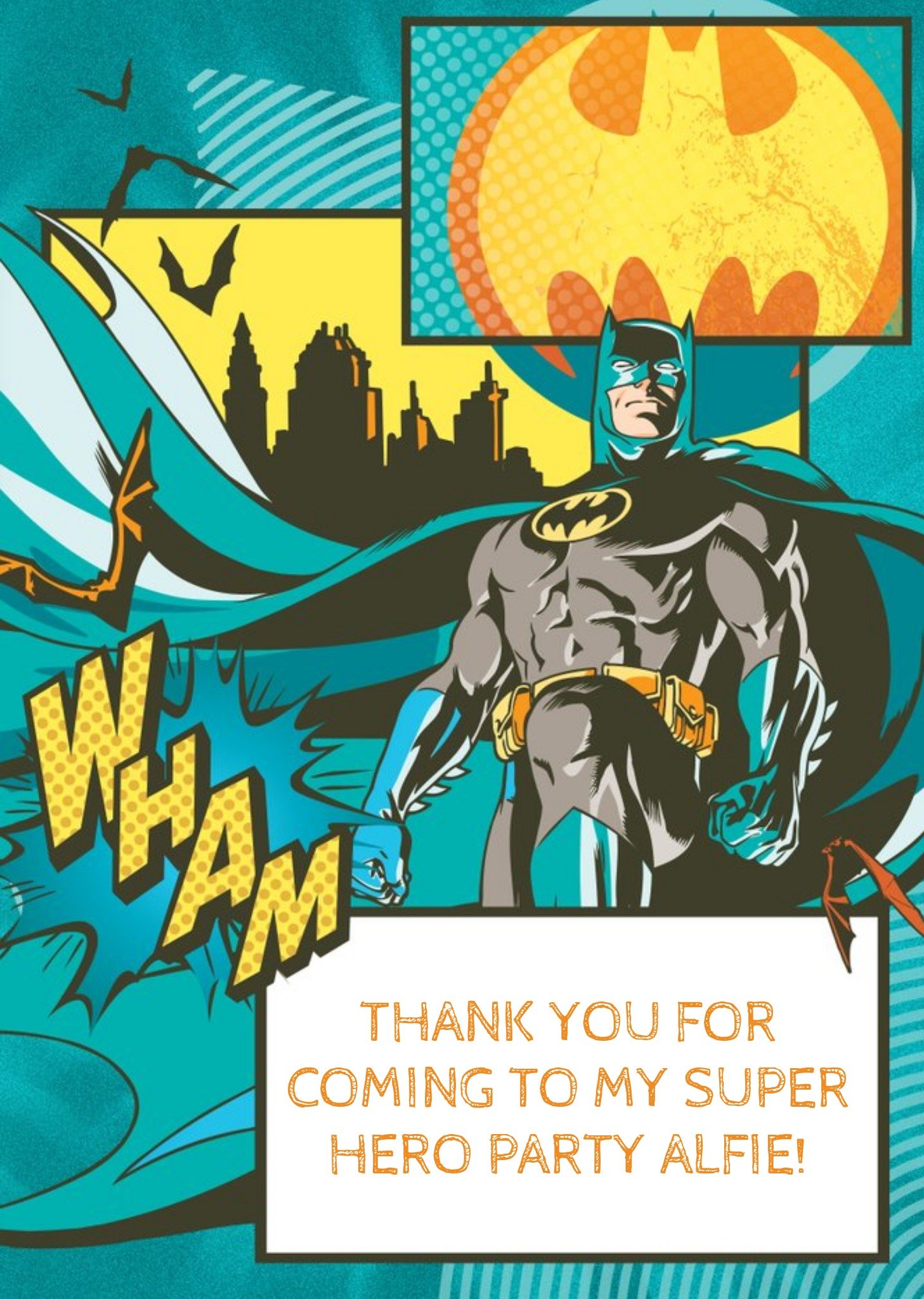Wham Batman Personalised Thank You Card, Large