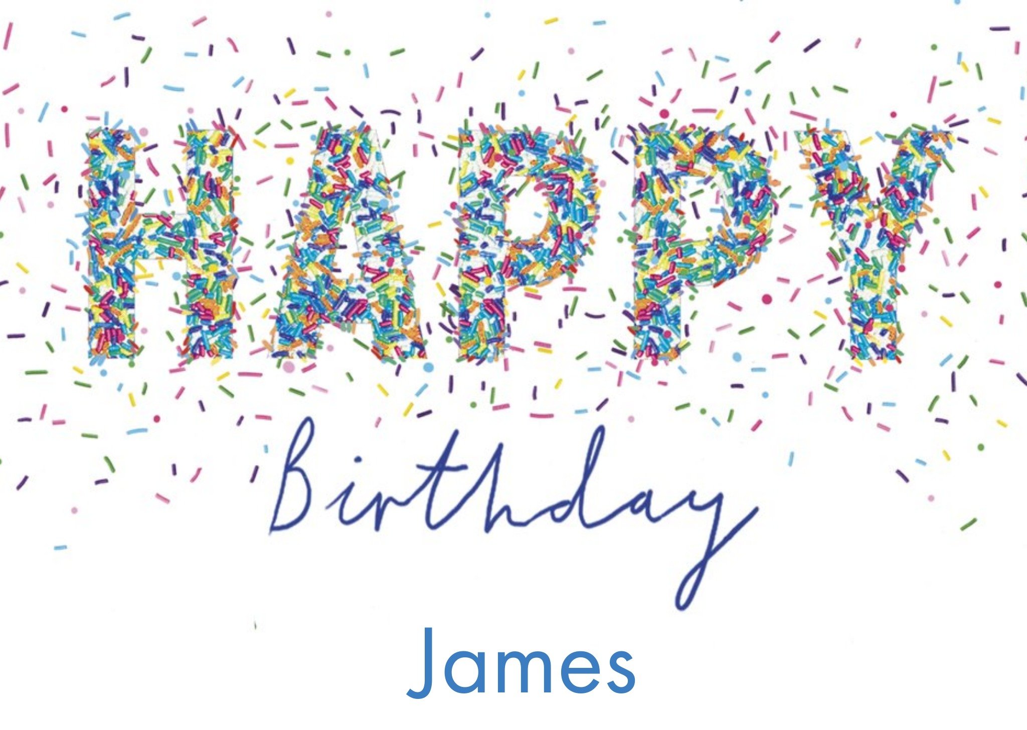 Colourful Confetti Typography On A White Background Birthday Card Ecard