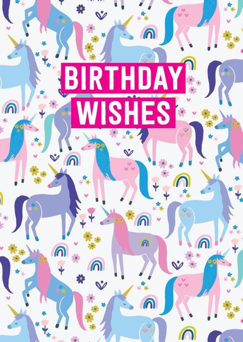Cute Unicorn Birthday Wishes Card