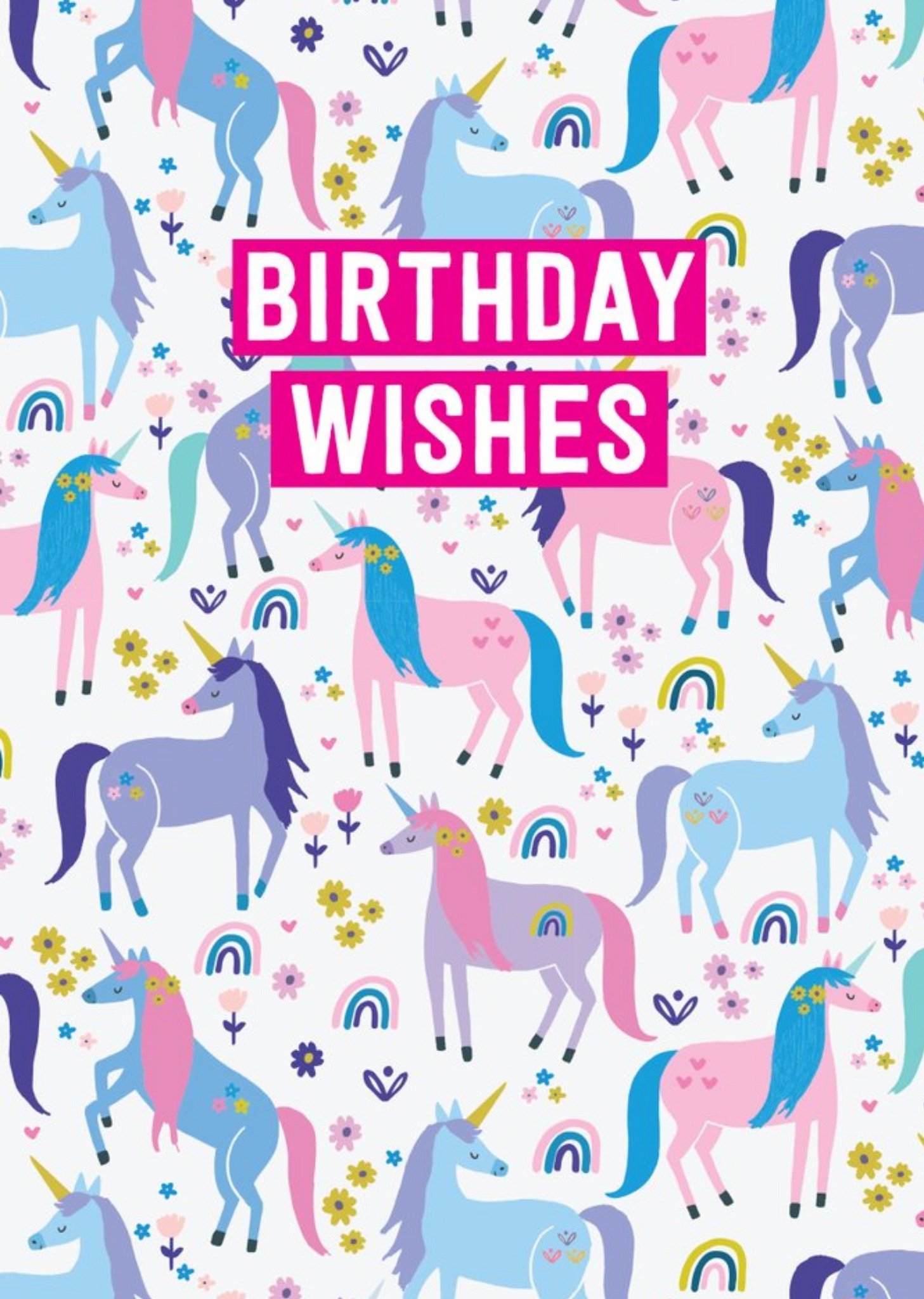 Moonpig Cute Unicorn Birthday Wishes Card, Large