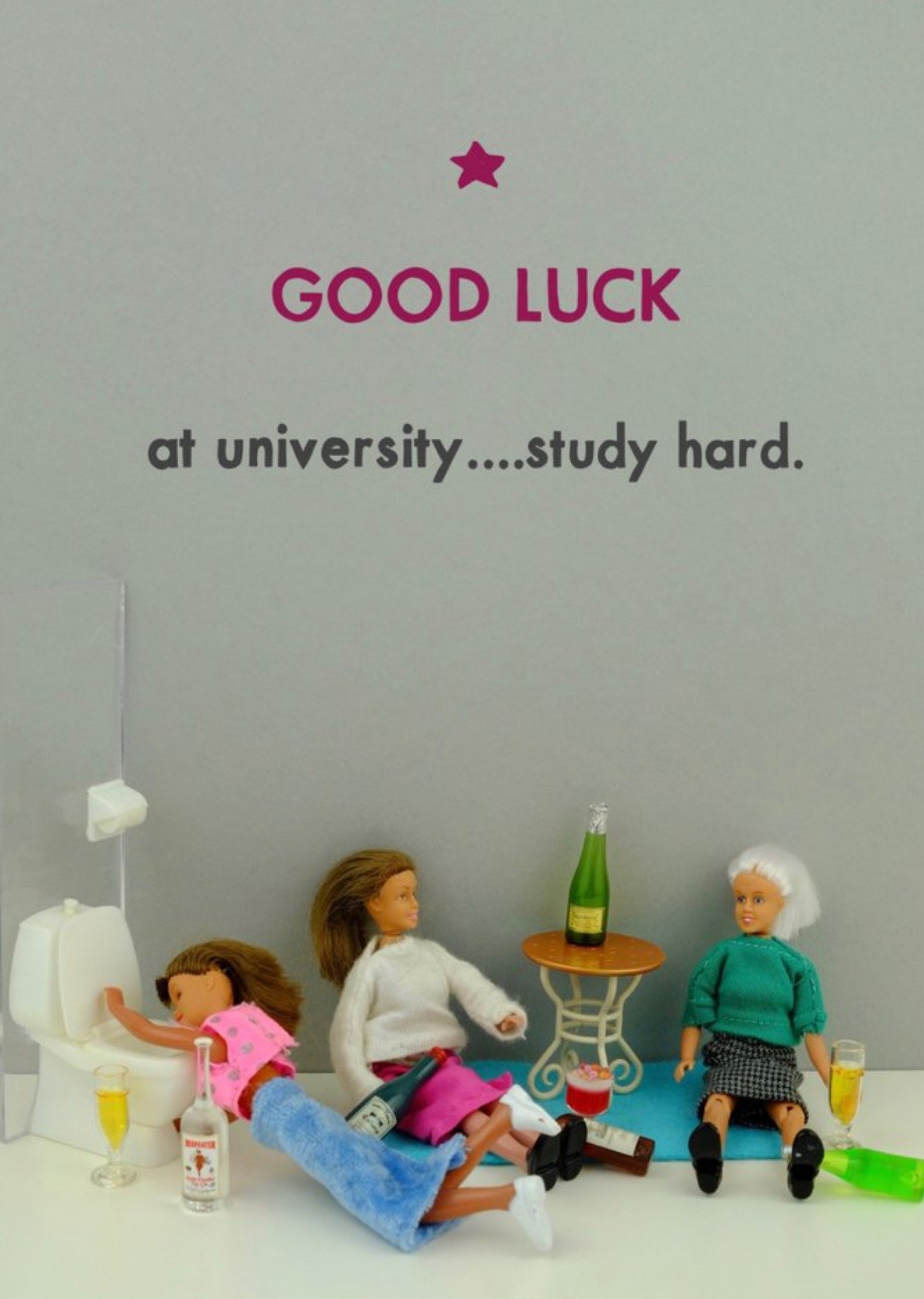 Bold And Bright Funny Rude Good Luck At University Card, Large