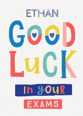 Natalie Alex Designs School Exam Trendy Bright Personalised Good Luck Card