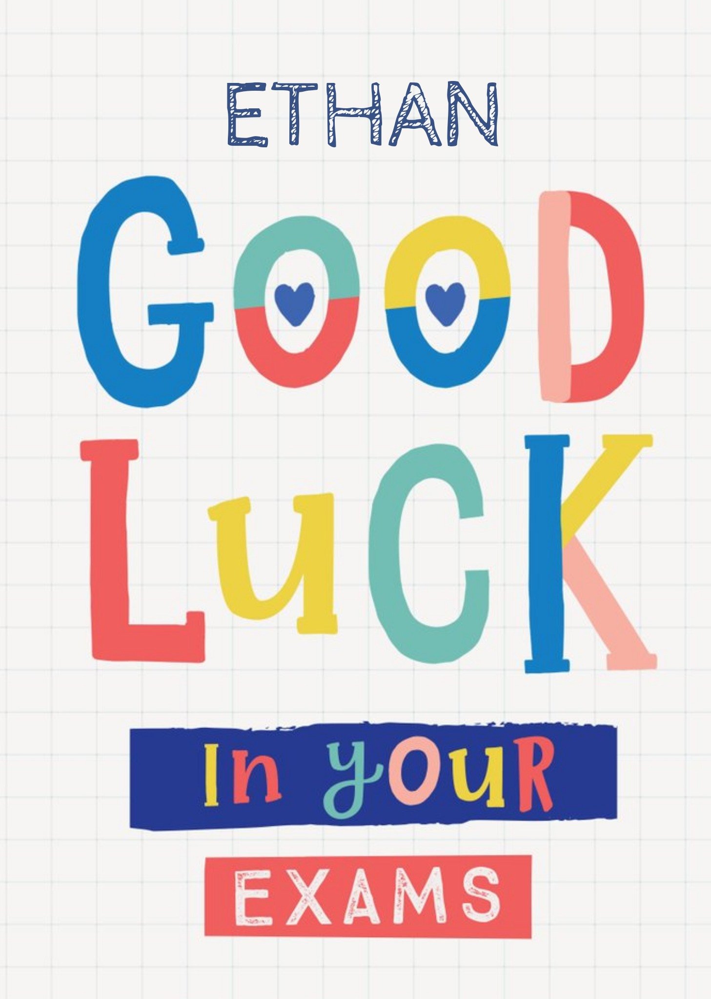 Other Natalie Alex Designs School Exam Trendy Bright Personalised Good Luck Card