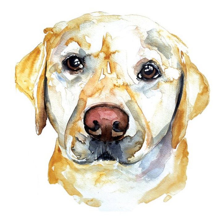 Illustrated Watercolour Dog Golden Labrador Just A Note Card