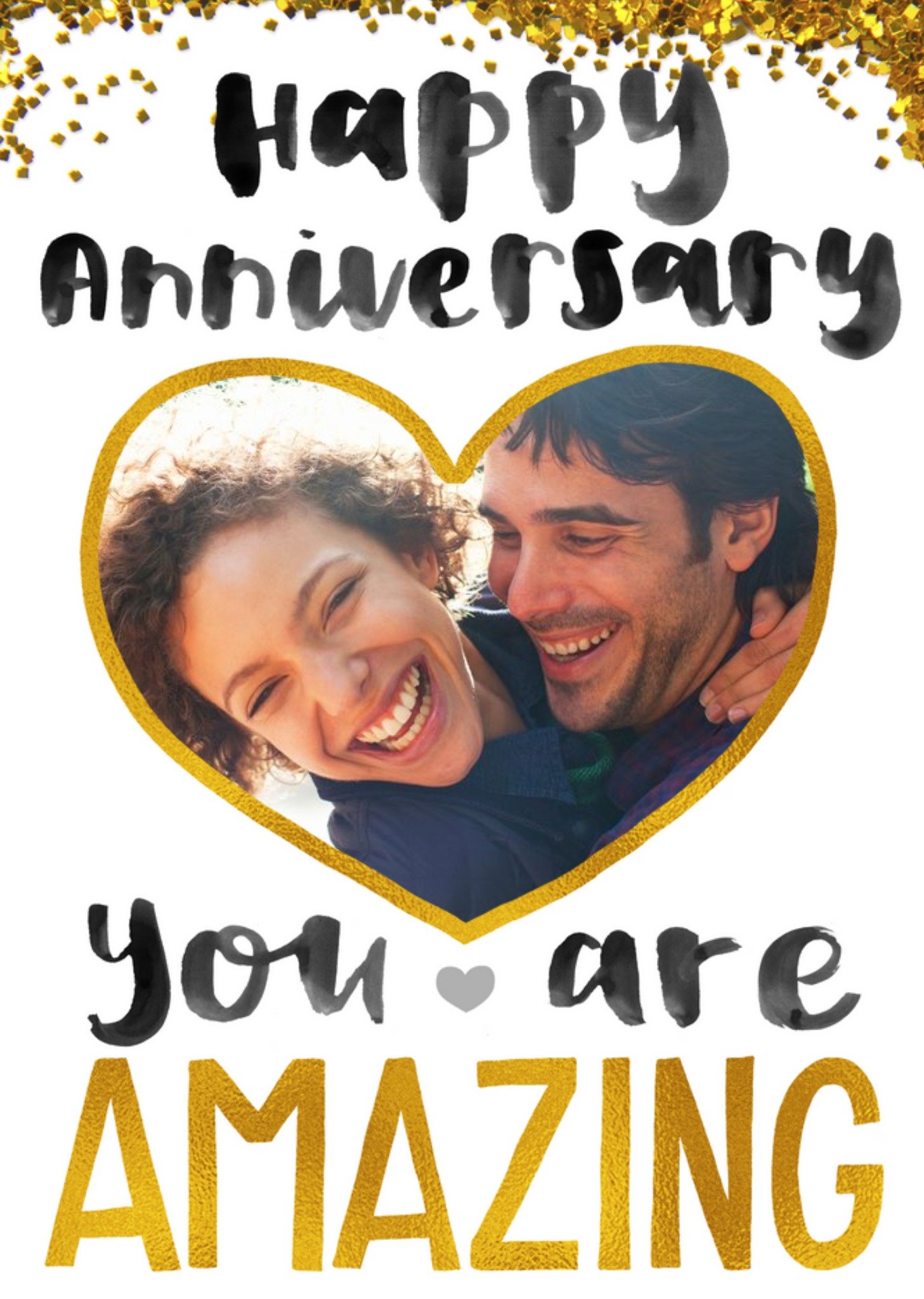 Metallic Gold Glitter You Are Amazing Happy Anniversary Photo Card Ecard