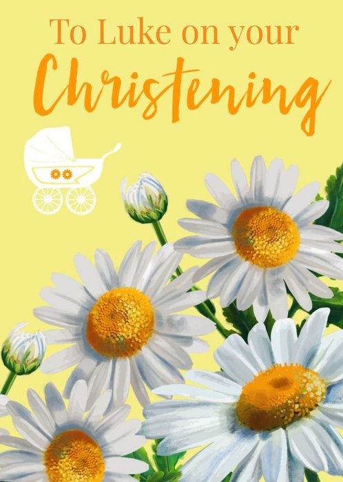 Blooming Sunflowers Illustration Personalised Christening Card