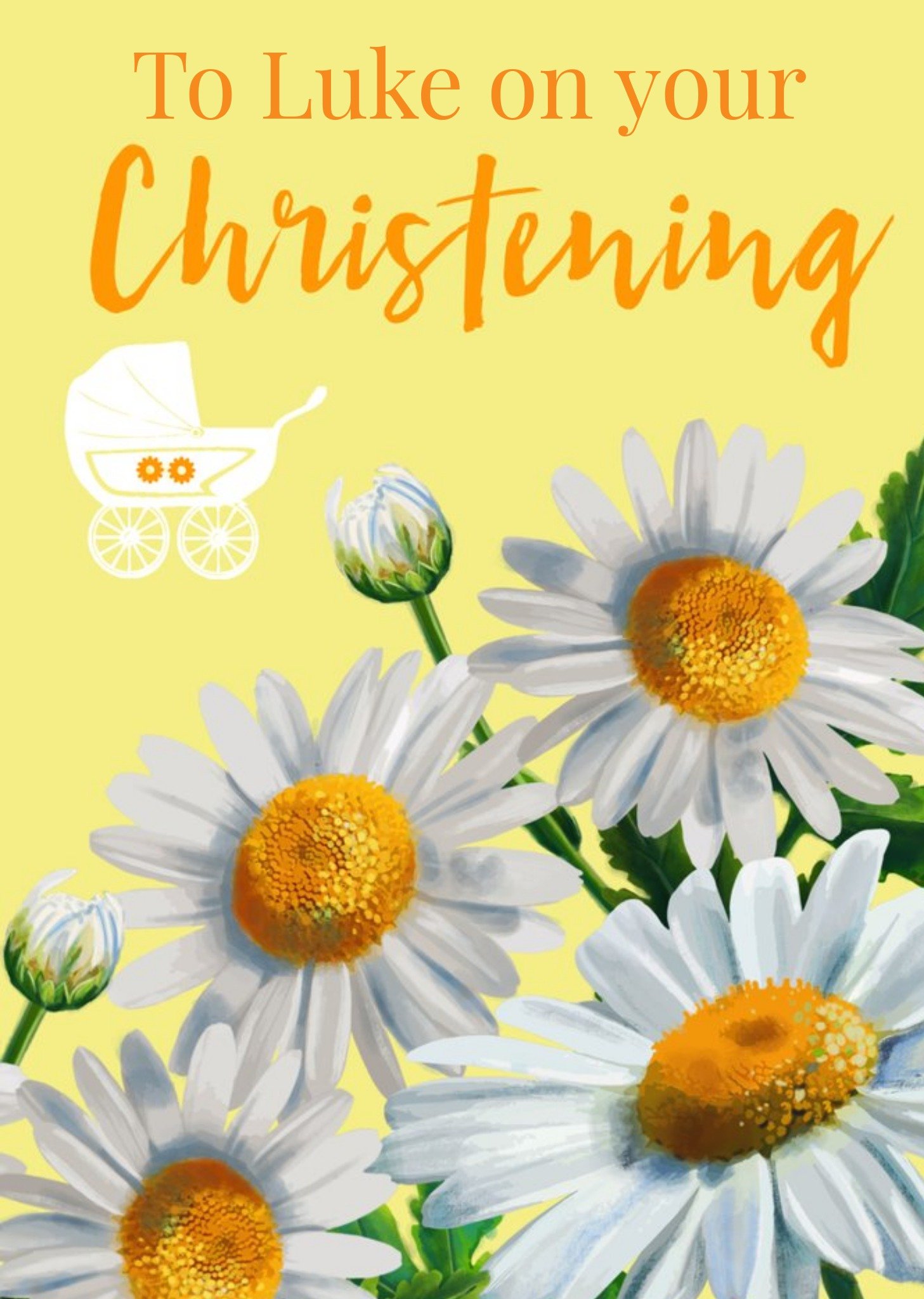 Blooming Sunflowers Illustration Personalised Christening Card Ecard