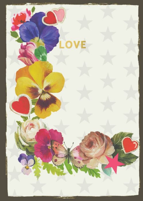 Illustrated Flowers Happy Birthday Card