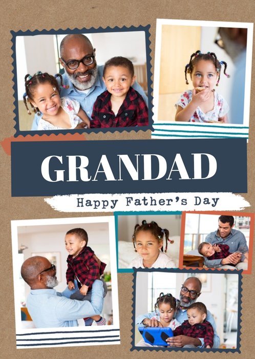 Modern Photo Upload Collage Grandad Father's Day Card