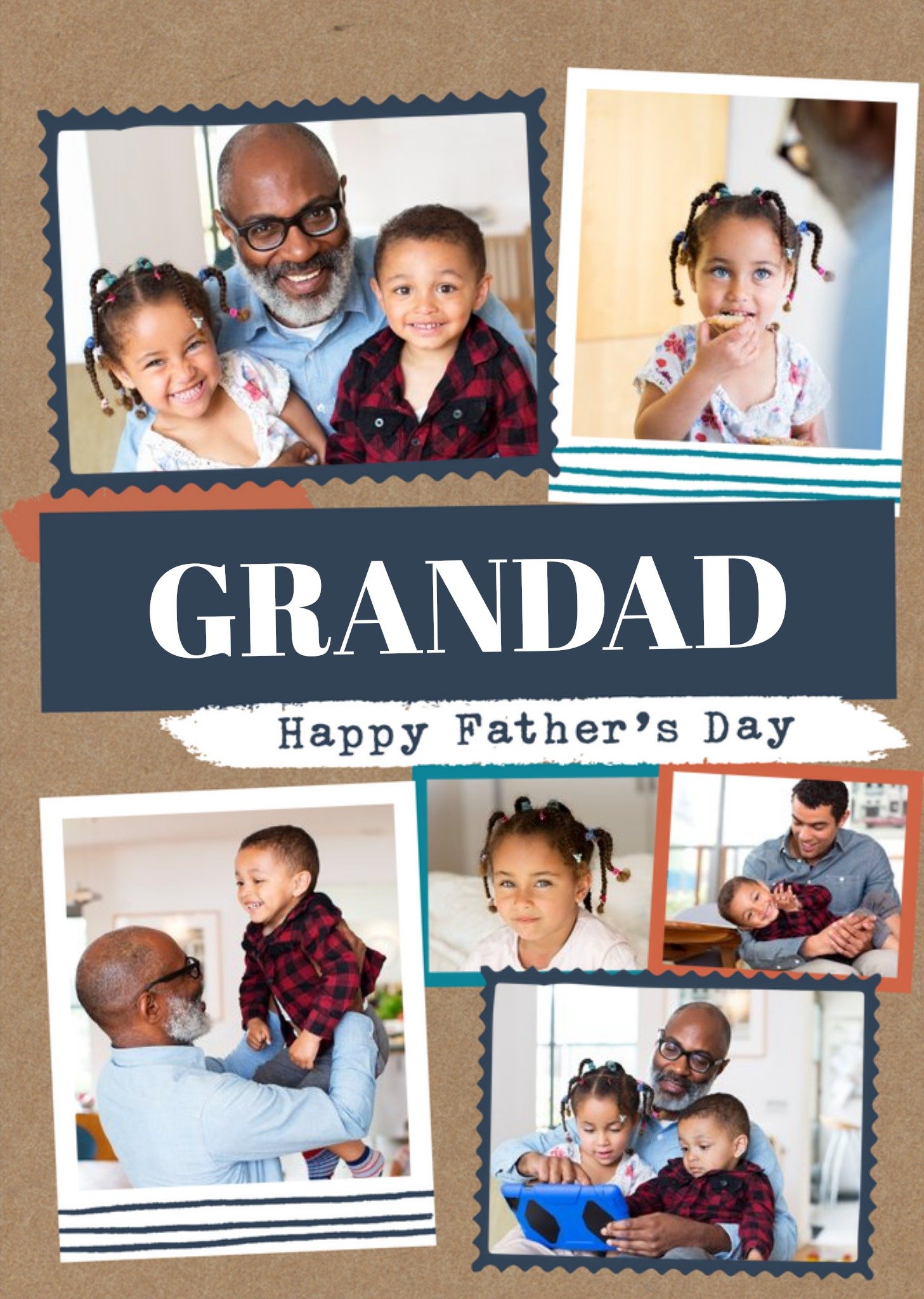 Modern Photo Upload Collage Grandad Father's Day Card Ecard